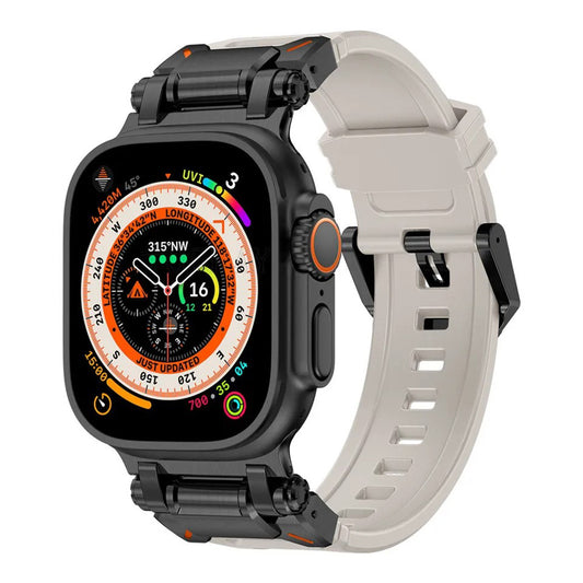 Techsuit W064 -ranneke Apple Watch 49mm / 46mm / 45mm / 44mm / 42mm -sarjoille, Musta Harmaa