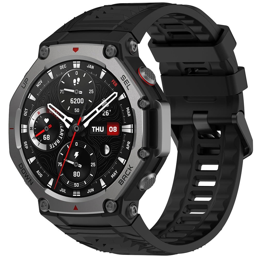 Techsuit W067 -ranneke Amazfit T-Rex 3:lle, Musta