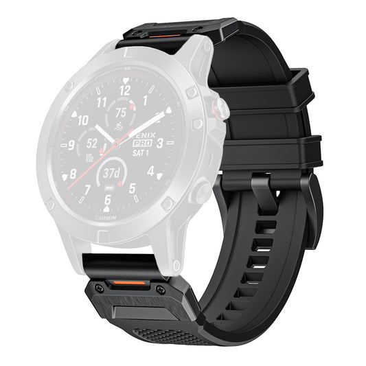 Techsuit W068 -ranneke Garmin Watch Fenix / Forerunner -sarjoille, 22mm, Musta
