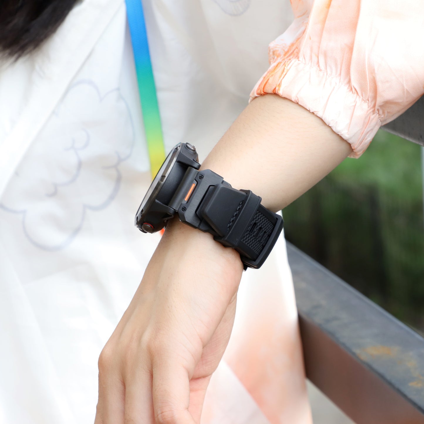 Techsuit W068 -ranneke Garmin Watch Fenix Series -kelloille, 26mm, mustavihreä.