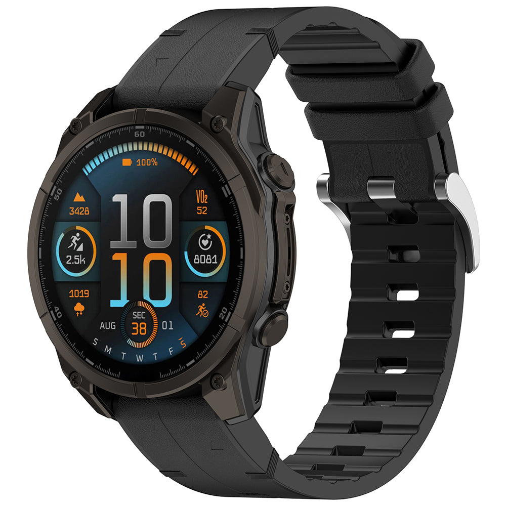 Techsuit W071 -ranneke Garmin Watch Fenix / Forerunner -sarjoille, 22mm, Musta