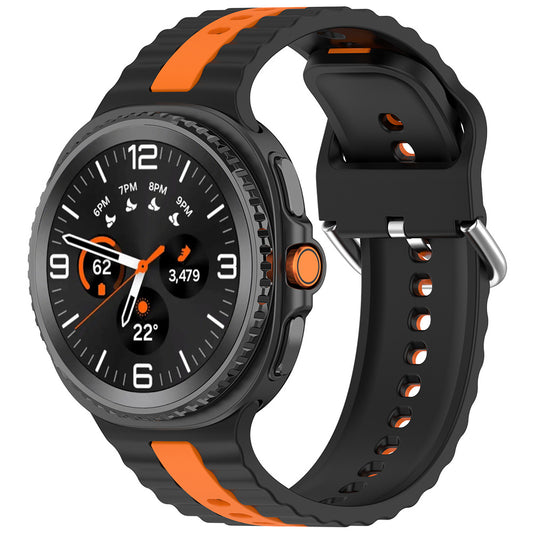 Techsuit W078 -ranneke Samsung Galaxy Watch 8 Classic / Watch8 44mm / Watch 8 40mm, musta-oranssi