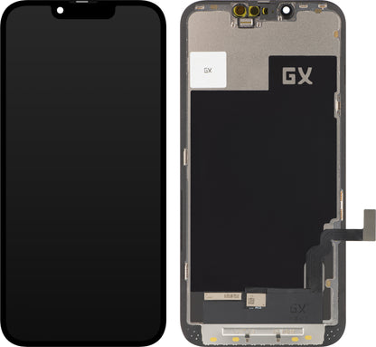 GX kosketusnäyttö Apple iPhone 13:een, kehyksellä, OLED IC siirrettävä versio, musta