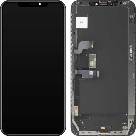 GX kosketusnäyttö Apple iPhone XS Max -puhelimeen, kehyksellä, OLED-versio, musta