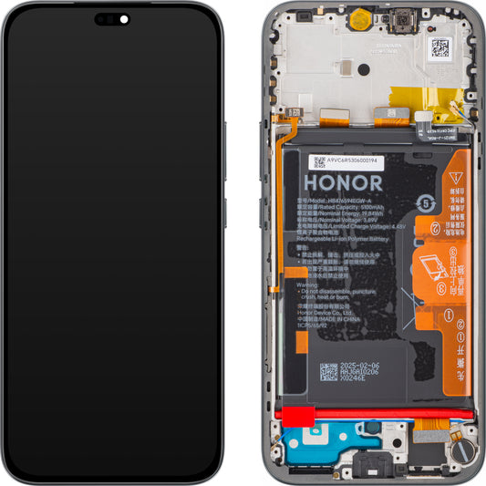 Honor 400 Lite -näyttö kosketusnäytöllä, kehyksellä ja akulla, musta (Velvet Black), huoltopaketti 0235ANSY