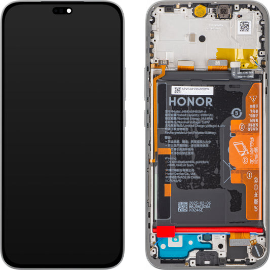 Honor 400 Lite -näyttö kosketusnäytöllä, kehyksellä ja akulla, harmaa (Velvet Grey), huoltopaketti 0235ANTA