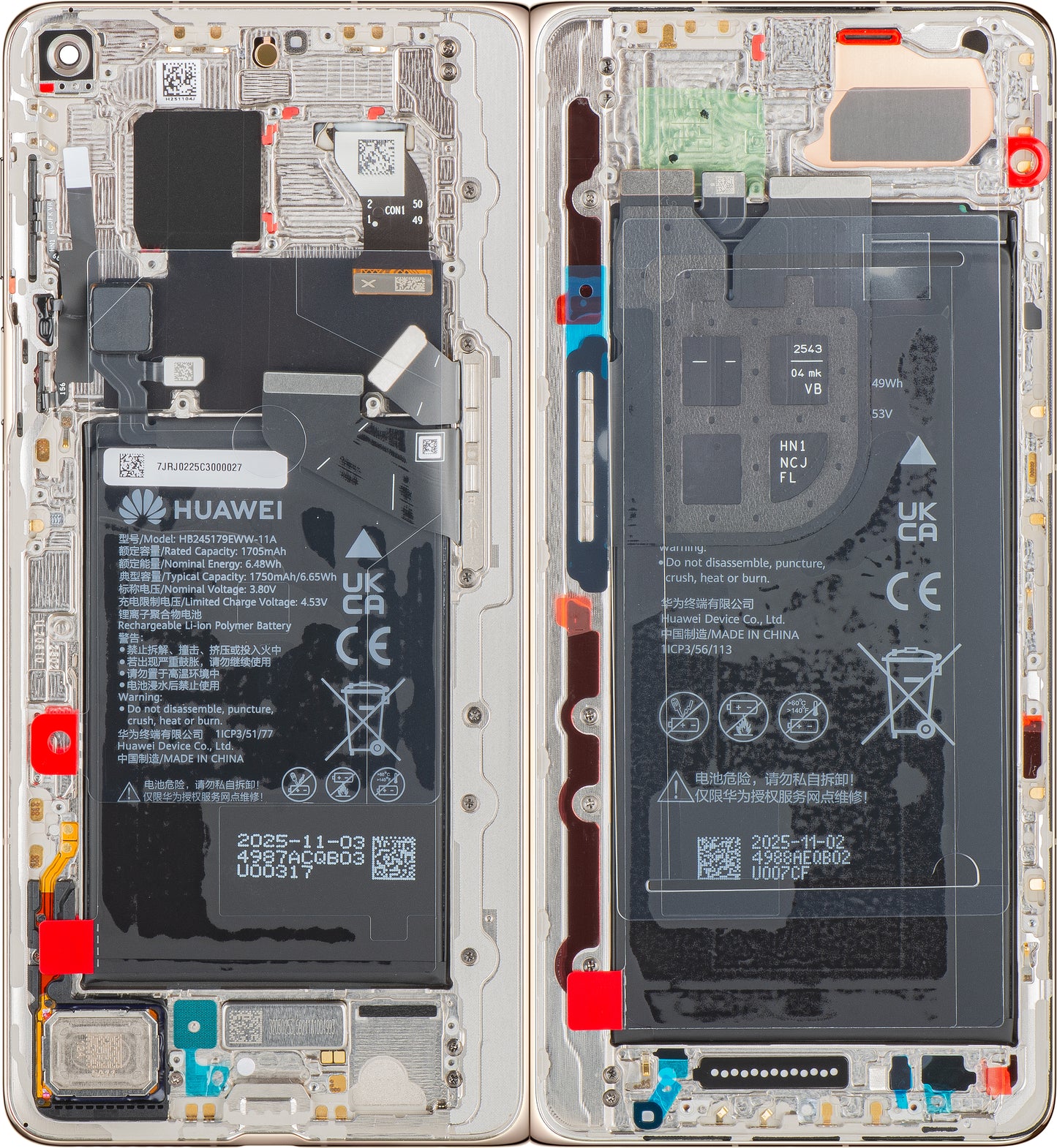 Huawei Mate X7 -näyttö kosketusnäytöllä, kehyksellä ja akulla, kultainen, Service Pack 02357JRJ