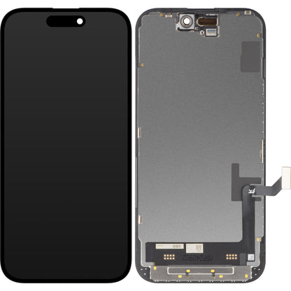 Näyttö JK kosketusnäytöllä Apple iPhone 15:lle, kehyksellä, LCD In-Cell IC Movable -versio, Musta