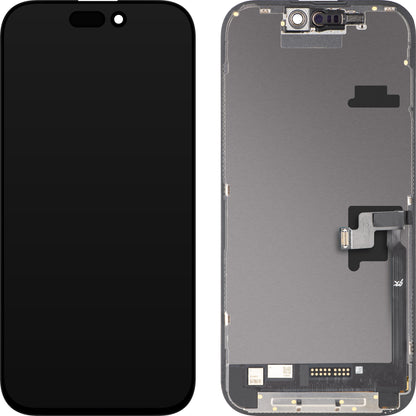 JK kosketusnäyttö Apple iPhone 16 Prolle, kehyksellä, siirrettävä In-Cell IC LCD-versio, musta