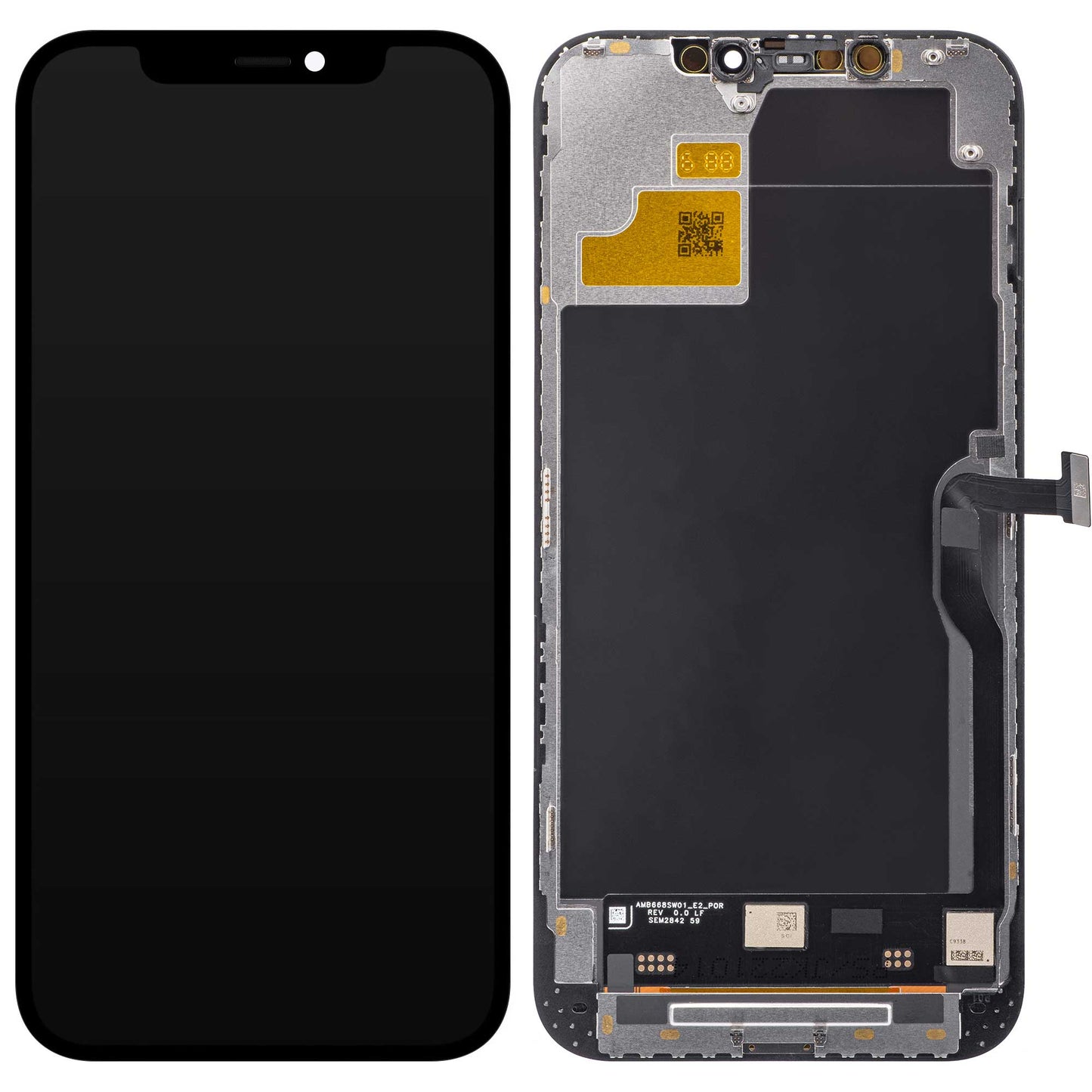 JK Kosketusnäyttö Apple iPhone 12 Pro Max -puhelimelle, kehyksellä, kennon sisäinen LCD-versio, musta