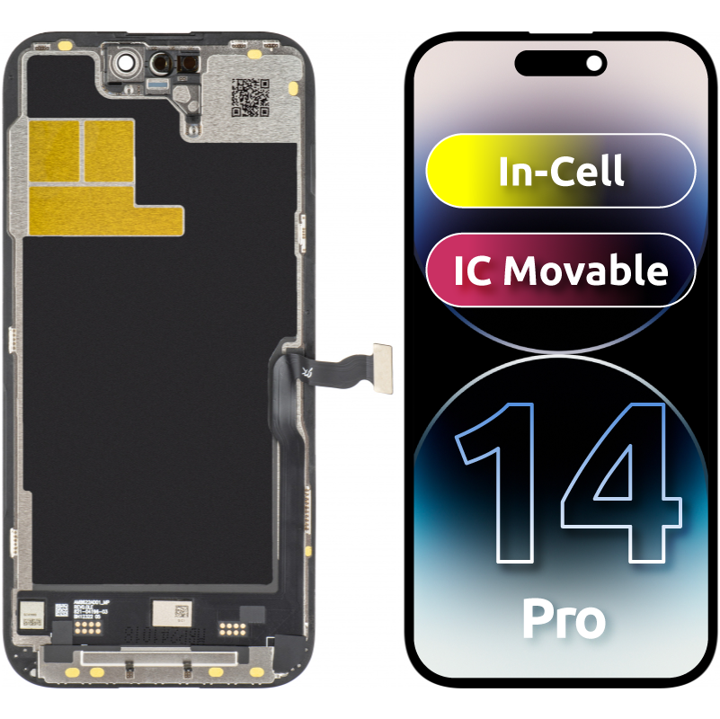JK Touchscreen Display for Apple iPhone 14 Pro, with Frame, LCD In-Cell IC Movable Version, Black