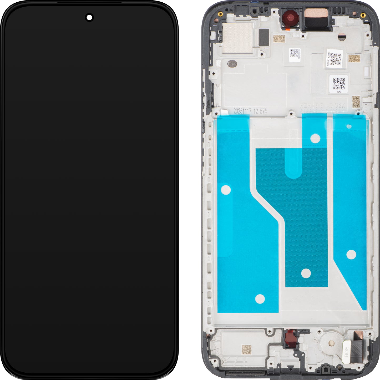 Motorola Moto G77 / G67 -näyttö kosketusnäytöllä, kehyksellä, musta (Pantone Black Olive), Service Pack 5D68C32013