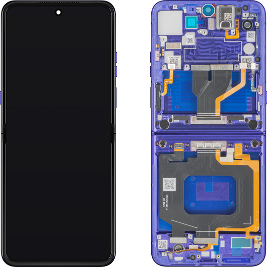 Motorola Razr Ultra 2026 / Razr 70 Ultra kosketusnäyttö, kehys, sisäosa, sininen (Pantone Orient Blue) Service Pack 5D68C32859
