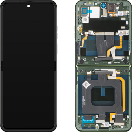Motorola Razr 70 Plus kosketusnäyttö, kehys, sisäosa, vihreä (Pantone Mountain View) Service Pack 5D68C32313