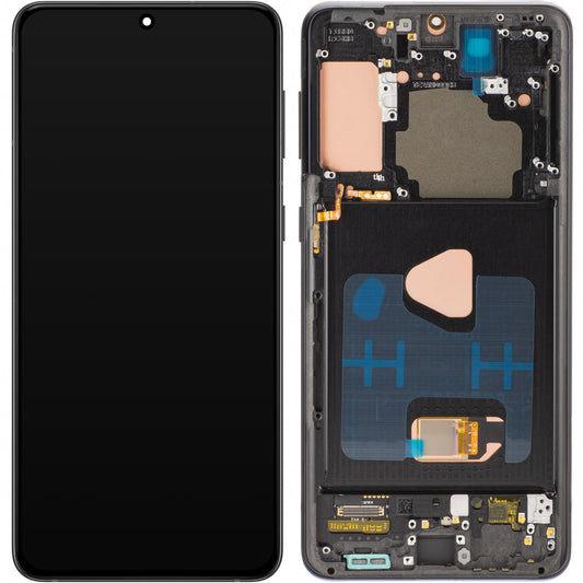 Näyttö MP-kosketusnäytöllä yhteensopiva Samsung Galaxy S21+ 5G G996, kehyksellä, OLED-versio, Musta