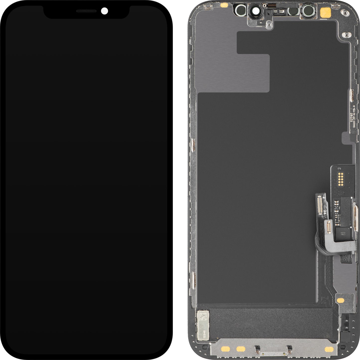 MP Touchscreen Display compatible with Apple iPhone 12 / 12 Pro, with Frame, Soft OLED IC Movable FHD Version, Black