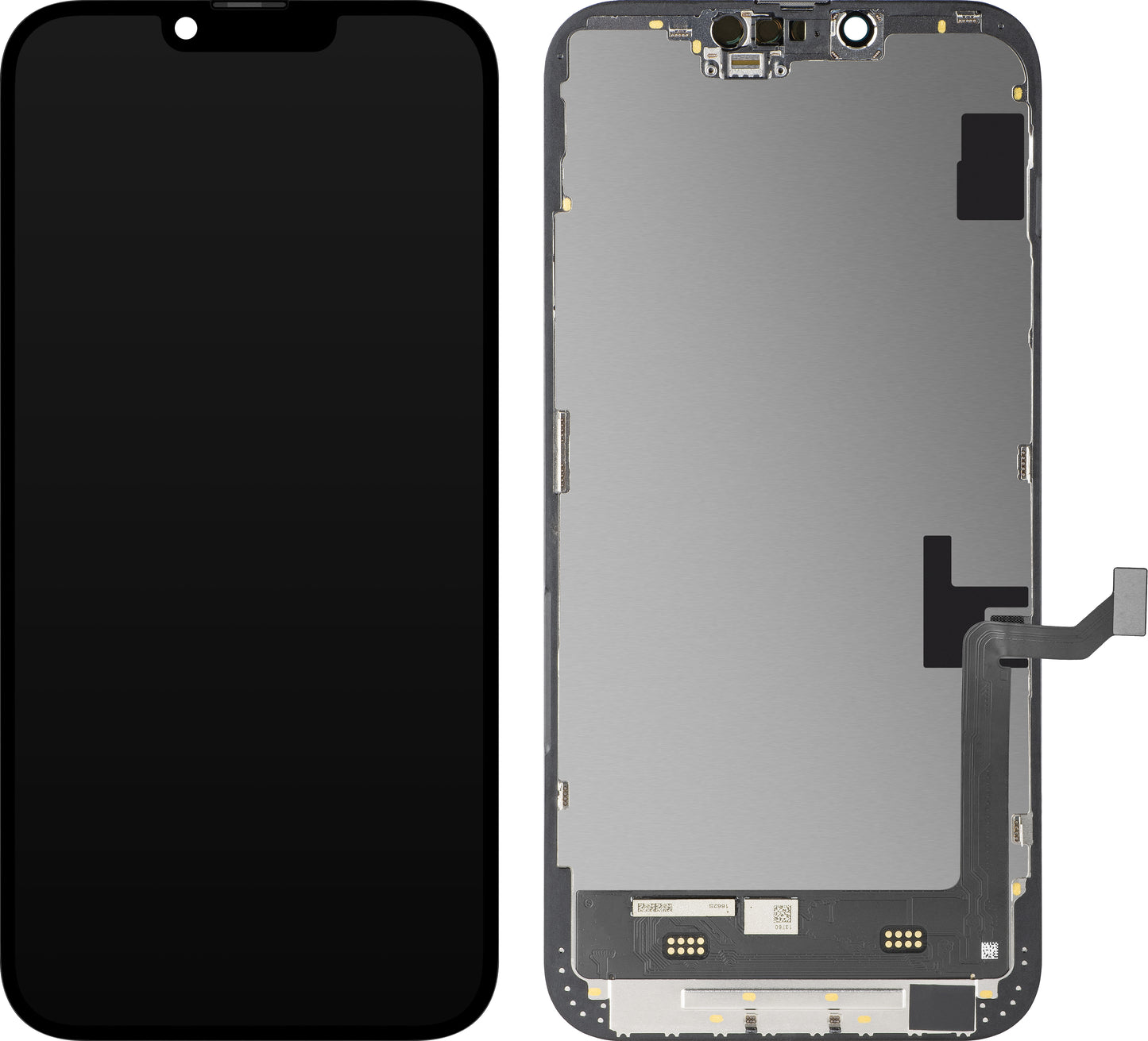 Näyttö MP Touchscreen, yhteensopiva Apple iPhone 14 Plus -mallin kanssa, kehyksellä, Soft OLED FHD IC Movable -versio, Musta