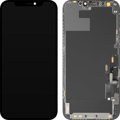 Näyttö MP-kosketusnäytöllä yhteensopiva Apple iPhone 12 / 12 Pro, kehyksellä, OLED-diagnostiikkaversio, Musta