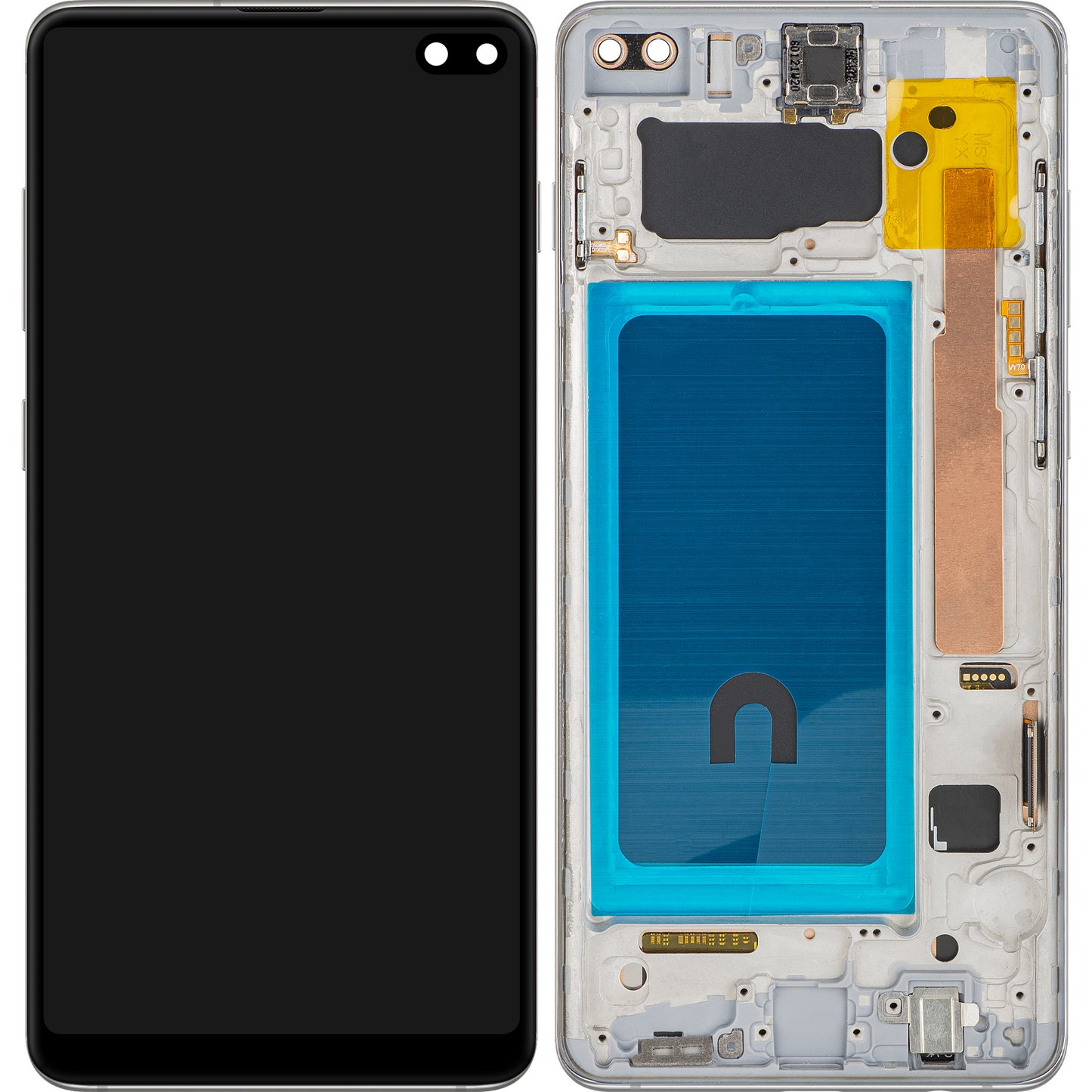 MP Touchscreen Display compatible with Samsung Galaxy S10+ G975, with Frame, Silver