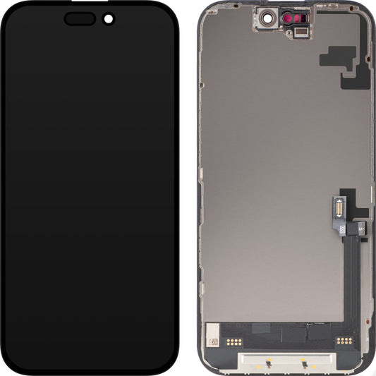 Näyttö MP-kosketusnäytöllä yhteensopiva Apple iPhone 16:n kanssa, kehyksellä, Soft OLED FHD Diagnostic -versio, Musta