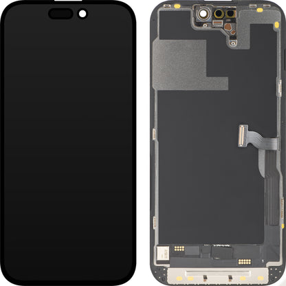 Näyttö MP-kosketusnäytöllä yhteensopiva Apple iPhone 14 Pro:n kanssa, kehyksellä, OLED FHD Diagnostic -versio, Musta