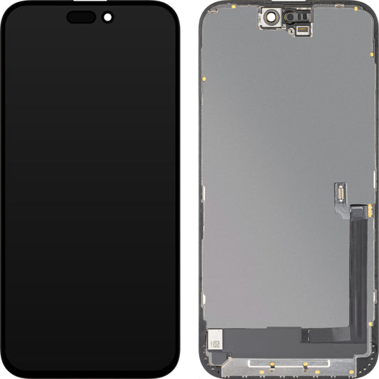 Näyttö MP-kosketusnäytöllä yhteensopiva Apple iPhone 16 Plus -laitteen kanssa, kehyksellä, OLED FHD Diagnostic -versio, Musta