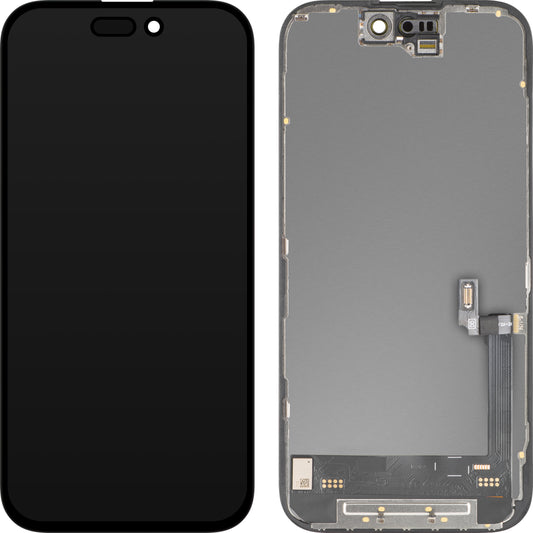 Näyttö MP Touchscreen, yhteensopiva Apple iPhone 16 kanssa, kehys, Soft OLED FHD 120Hz IC Movable, Musta