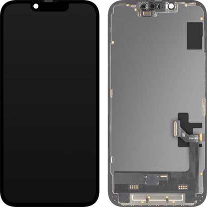 MP-kosketusnäyttö, yhteensopiva Apple iPhone 17e / 16e kanssa, kehyksellä, pehmeä OLED FHD 120Hz IC siirrettävä versio, musta