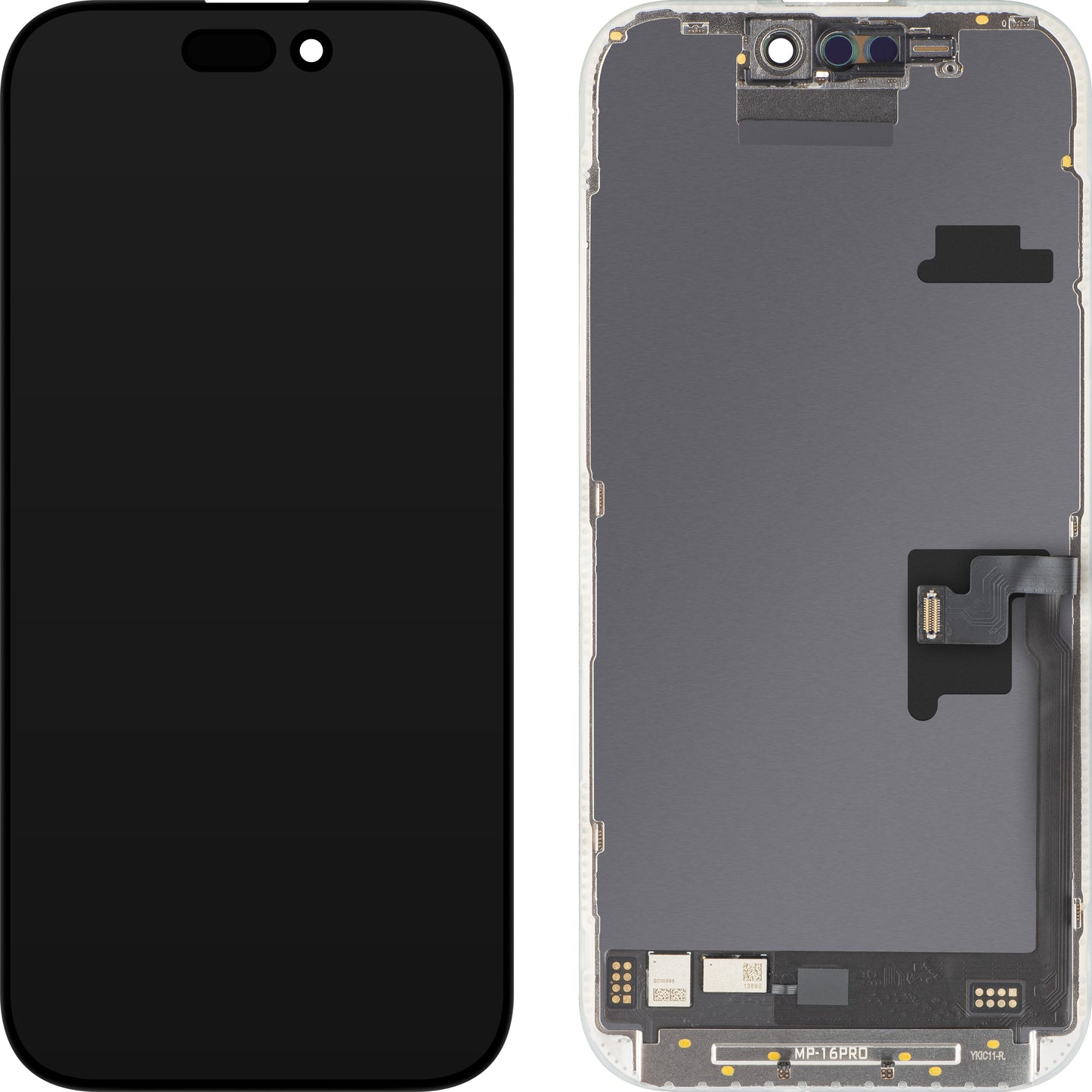 MP-kosketusnäyttö Apple iPhone 16 Pro -yhteensopiva, kehyksellä, OLED FHD 120Hz Diagnostiikkaohjelmistoversio, musta