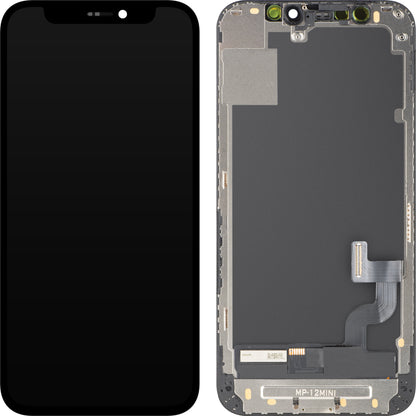 MP-kosketusnäyttö, yhteensopiva Apple iPhone 12 minin kanssa, kehyksellä, OLED FHD IC Movable -versio, musta