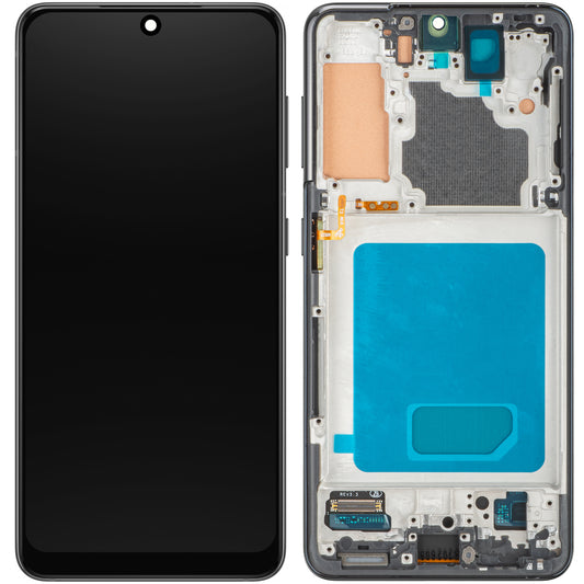 MP-kosketusnäyttö, yhteensopiva Samsung Galaxy S21 5G G991:n kanssa, kehyksellä, musta