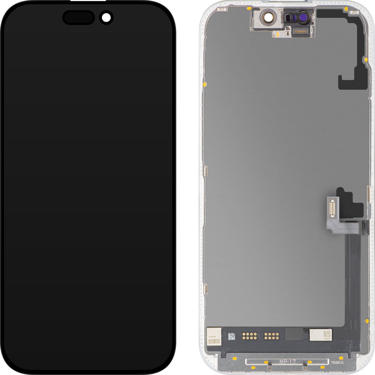 MP-kosketusnäyttö, yhteensopiva Apple iPhone 17:n kanssa, kehyksellä, OLED FHD 120Hz Diagnostiikkaversio, musta
