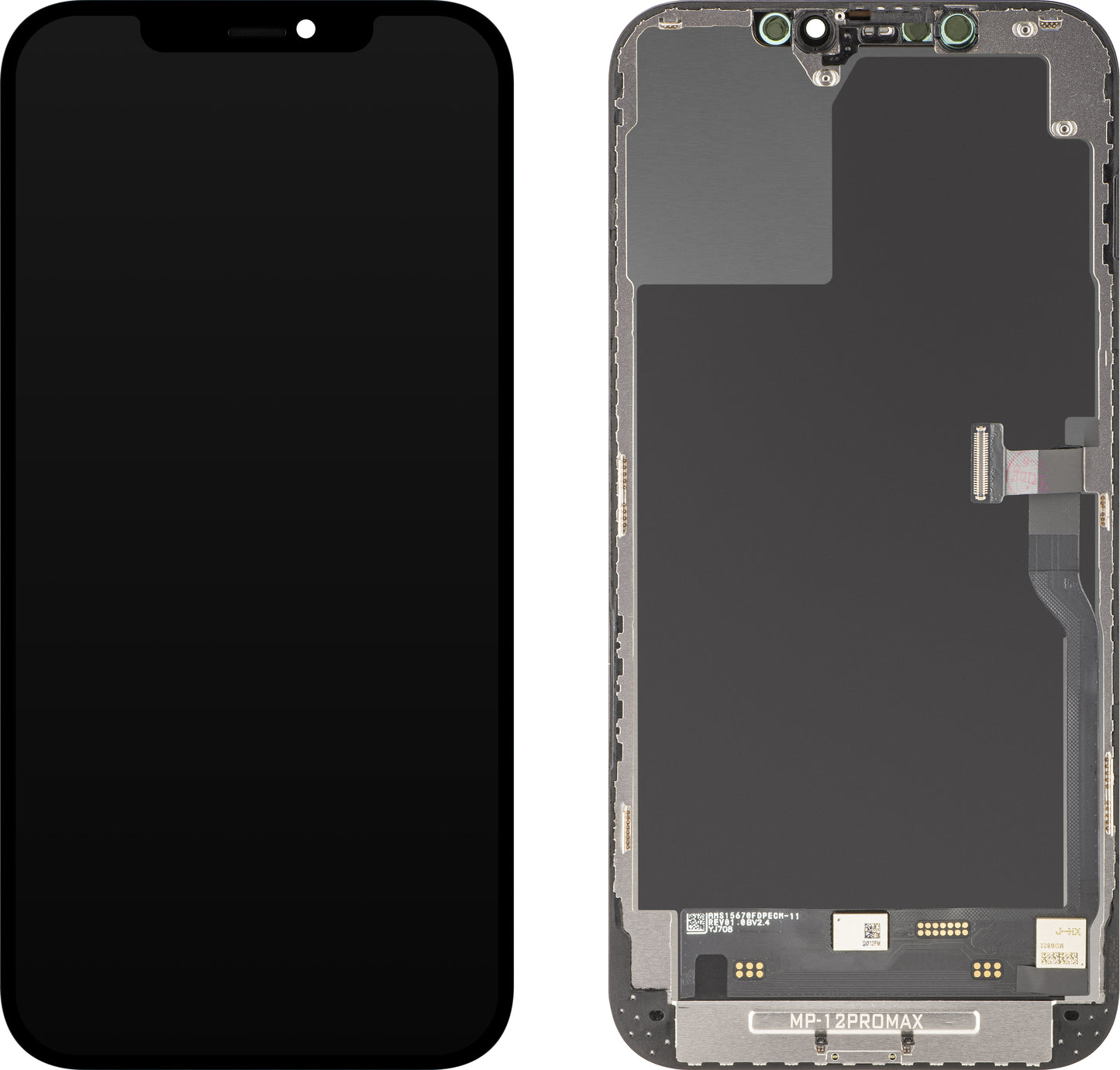 MP-kosketusnäyttö Apple iPhone 12 Pro Maxille yhteensopiva, kehyksellä, OLED FHD -diagnostiikkaversio, musta
