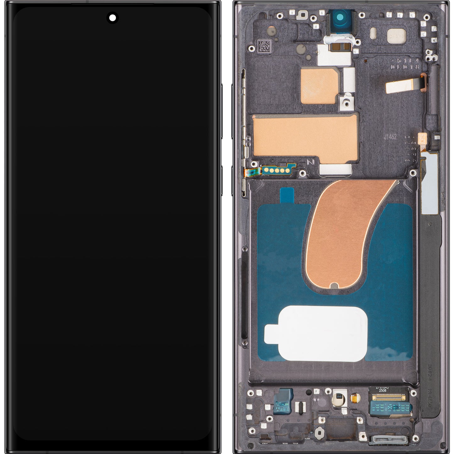 MP-kosketusnäyttö, yhteensopiva Samsung Galaxy S23 Ultra S918:n kanssa, kehyksellä, OLED-versio, musta, vaihto