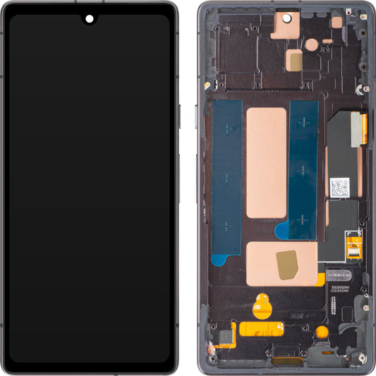 Näyttö MP-kosketusnäytöllä yhteensopiva Google Pixel 7a:n kanssa, kehyksellä, OLED-versio, Musta