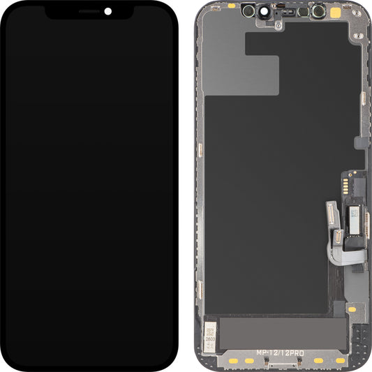MP-kosketusnäyttö, yhteensopiva Apple iPhone 12 / 12 Pro kanssa, kehyksellä, OLED FHD Diagnostic -ohjelmistoversio, musta