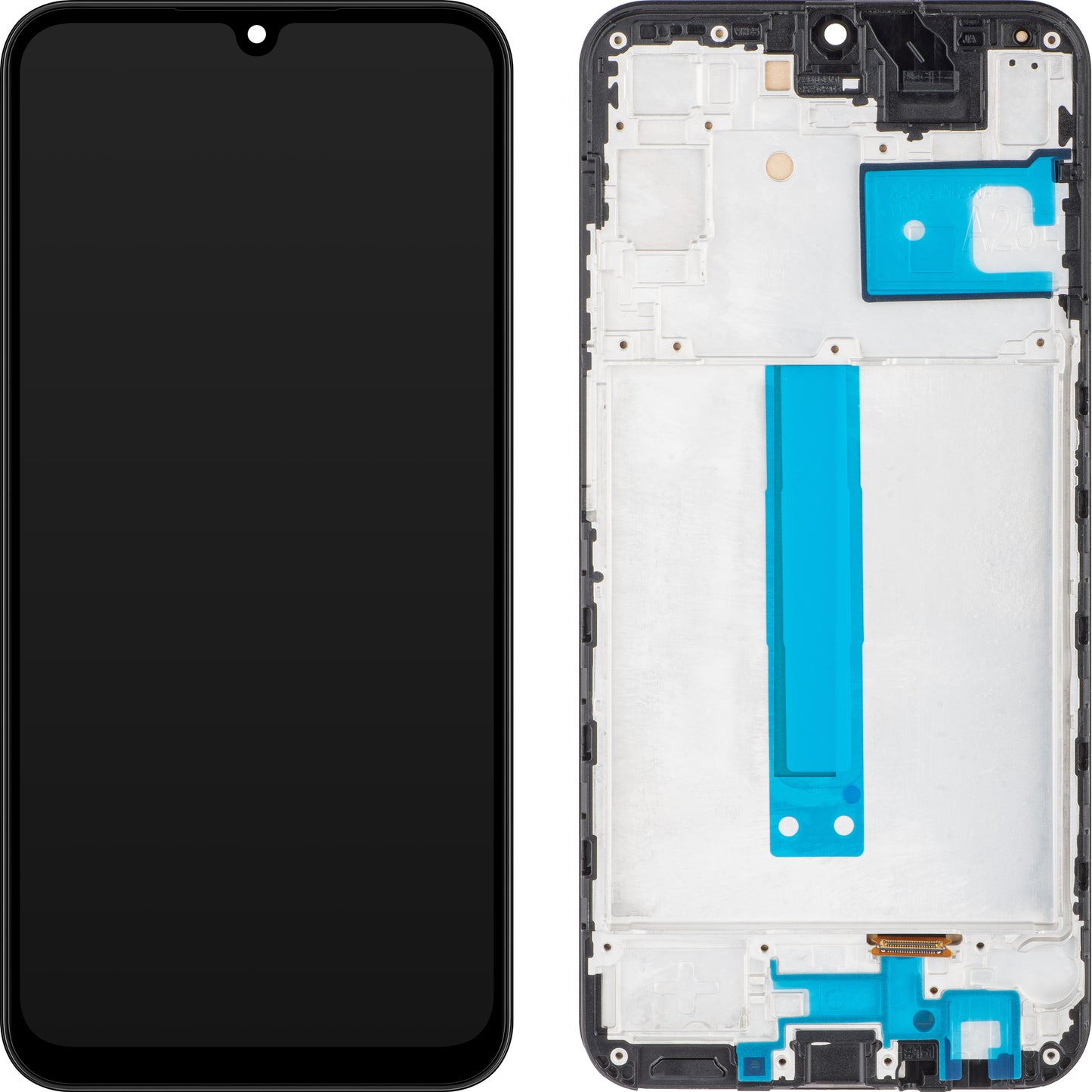 Kosketusnäytön MP-näyttö yhteensopiva Samsung Galaxy A25 A256 kanssa, kehyksellä, musta