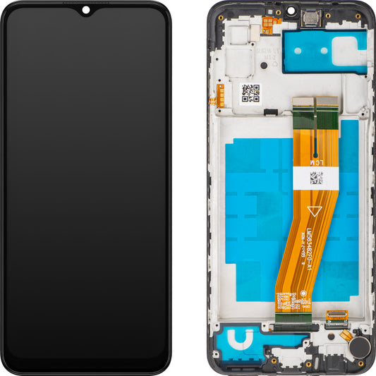 Näyttö MP-kosketusnäytöllä yhteensopiva Samsung Galaxy A03 A035:n kanssa, kehyksellä, Versio G, Musta