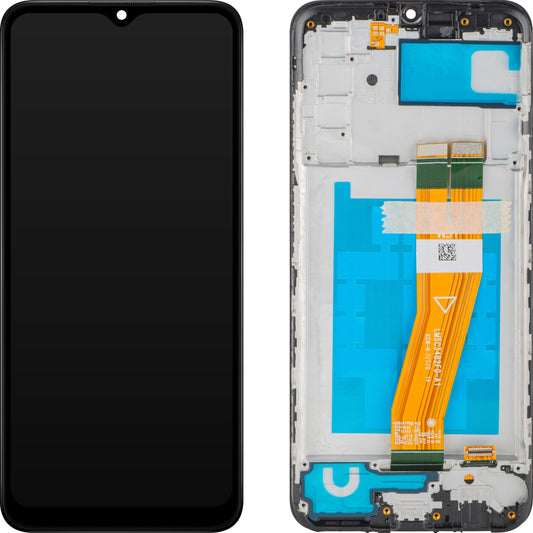 Näyttö MP-kosketusnäytöllä yhteensopiva Samsung Galaxy A03s A037:n kanssa, kehyksellä, Versio F, Musta