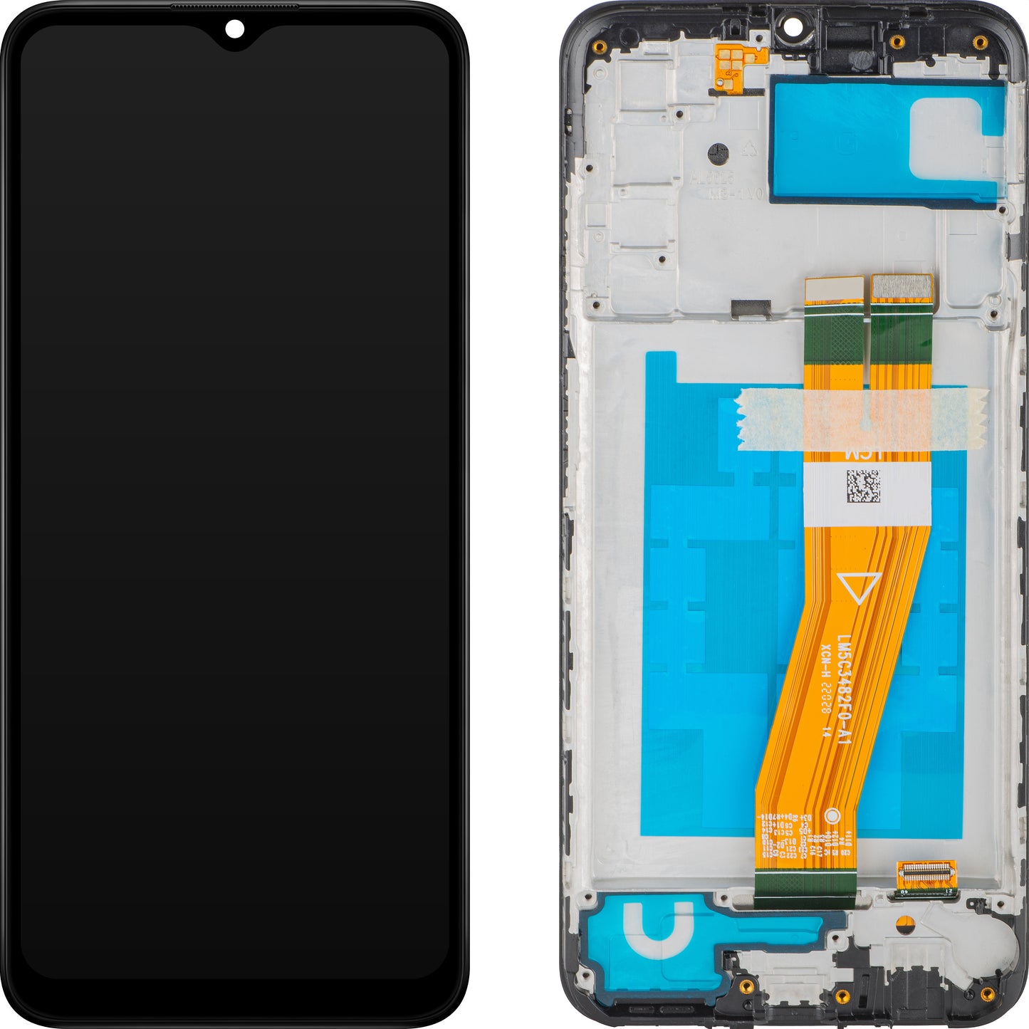 MP Touchscreen Display compatible with Samsung Galaxy A03s A037, with Frame, Version F, Black, Swap