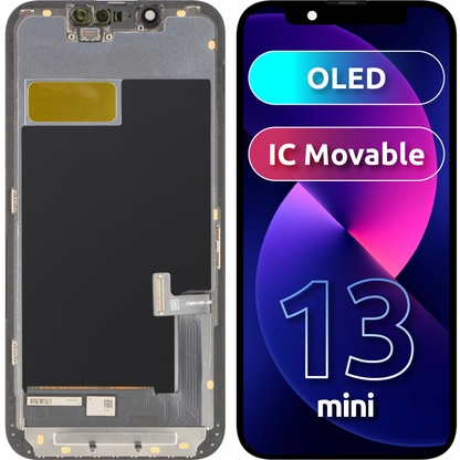 Näyttö MP kosketusnäytöllä yhteensopiva Apple iPhone 13 mini, kehyksellä, OLED FHD IC Movable -versio, Musta