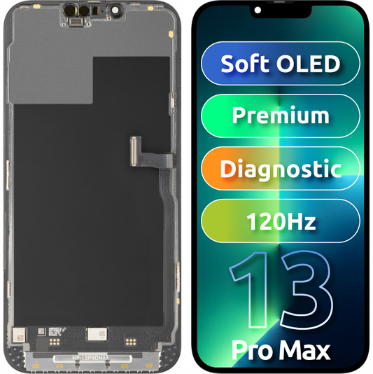 MP-kosketusnäyttö Apple iPhone 13 Pro Maxille yhteensopiva, kehyksellä, Premium Soft OLED FHD 120Hz Diagnostiikkaversio, musta