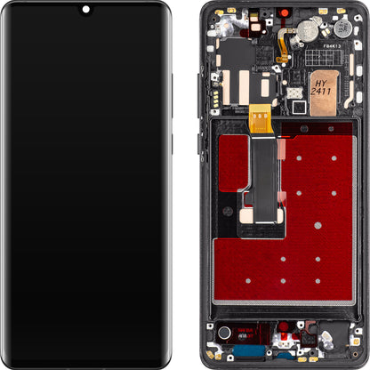 MP kosketusnäyttö yhteensopiva Huawei P30 Pro, kehyksellä, OLED versio, musta 