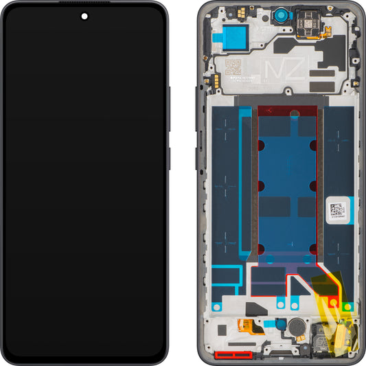 Näyttö kosketusnäytöllä Oppo Reno13 FS 5G / Reno13 F, kehyksellä, Harmaa (Graphite Grey), Service Pack 621029000449