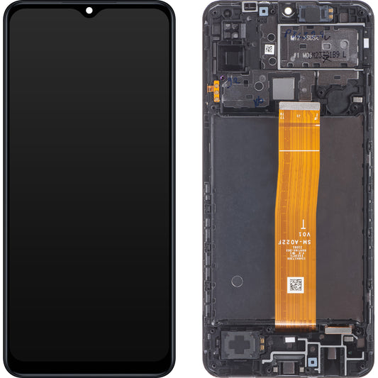 Samsung Galaxy M12 M127 kosketusnäyttö, kehys, musta, vaihto GH82-25042A