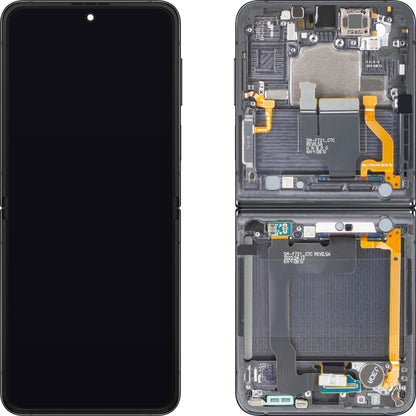 Samsung Galaxy Z Flip4 F721 kosketusnäyttö, kehys, sisäosa, harmaa (grafiitti), Service Pack GH82-30238A