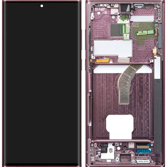 Samsung Galaxy S22 Ultra 5G S908 kosketusnäyttö, kehys, viininpunainen, vaihto GH82-27488B