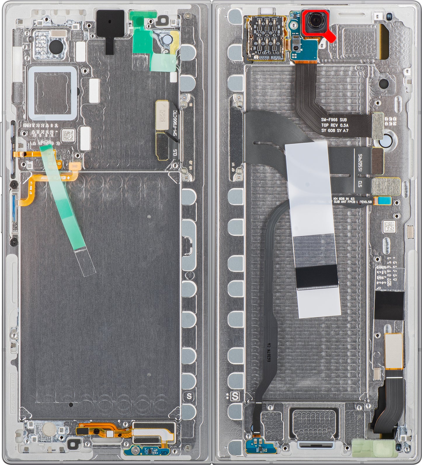 Samsung Galaxy Z Fold7 F966 kosketusnäyttö, kehys, sisäosa, hopea (Silver Shadow), Service Pack GH82-37548A