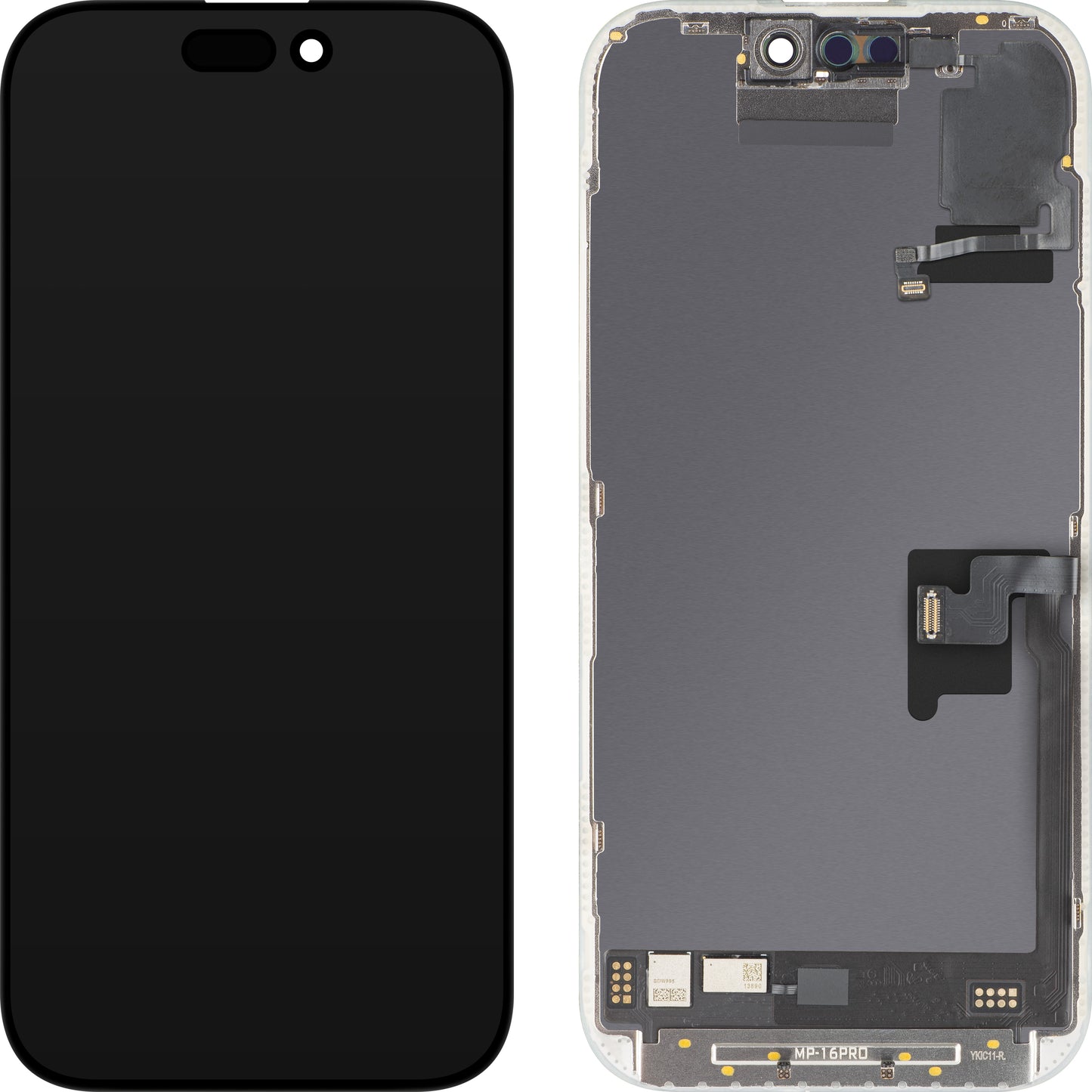 Kosketusnäyttö ja MP-valoetäisyysanturi, yhteensopiva Apple iPhone 16 Pro:n kanssa, kehyksellä, OLED FHD 120Hz diagnostiikkaohjelmistoversio, musta