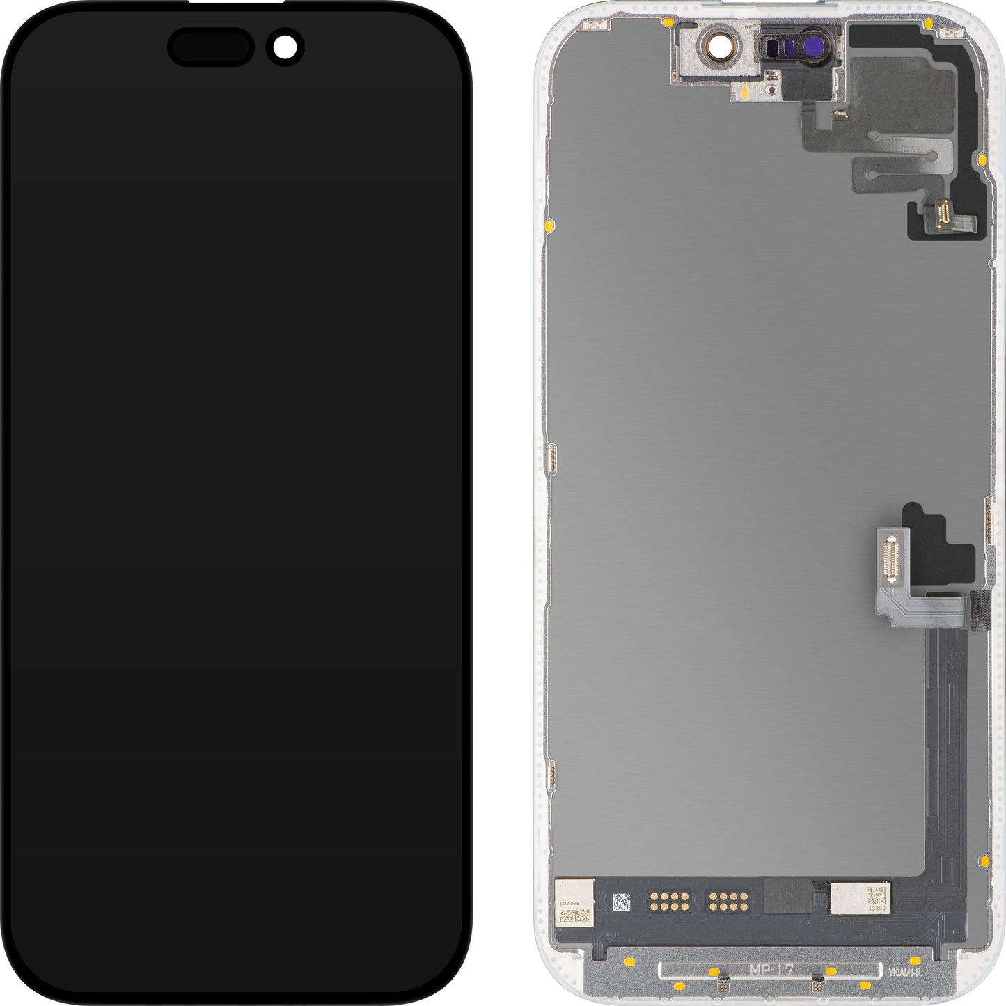 Kosketusnäytöllä ja lähisyysanturilla varustettu MP-näyttö, yhteensopiva Apple iPhone 17:n kanssa, kehyksellä, OLED FHD 120Hz Diagnostiikkaversio, musta
